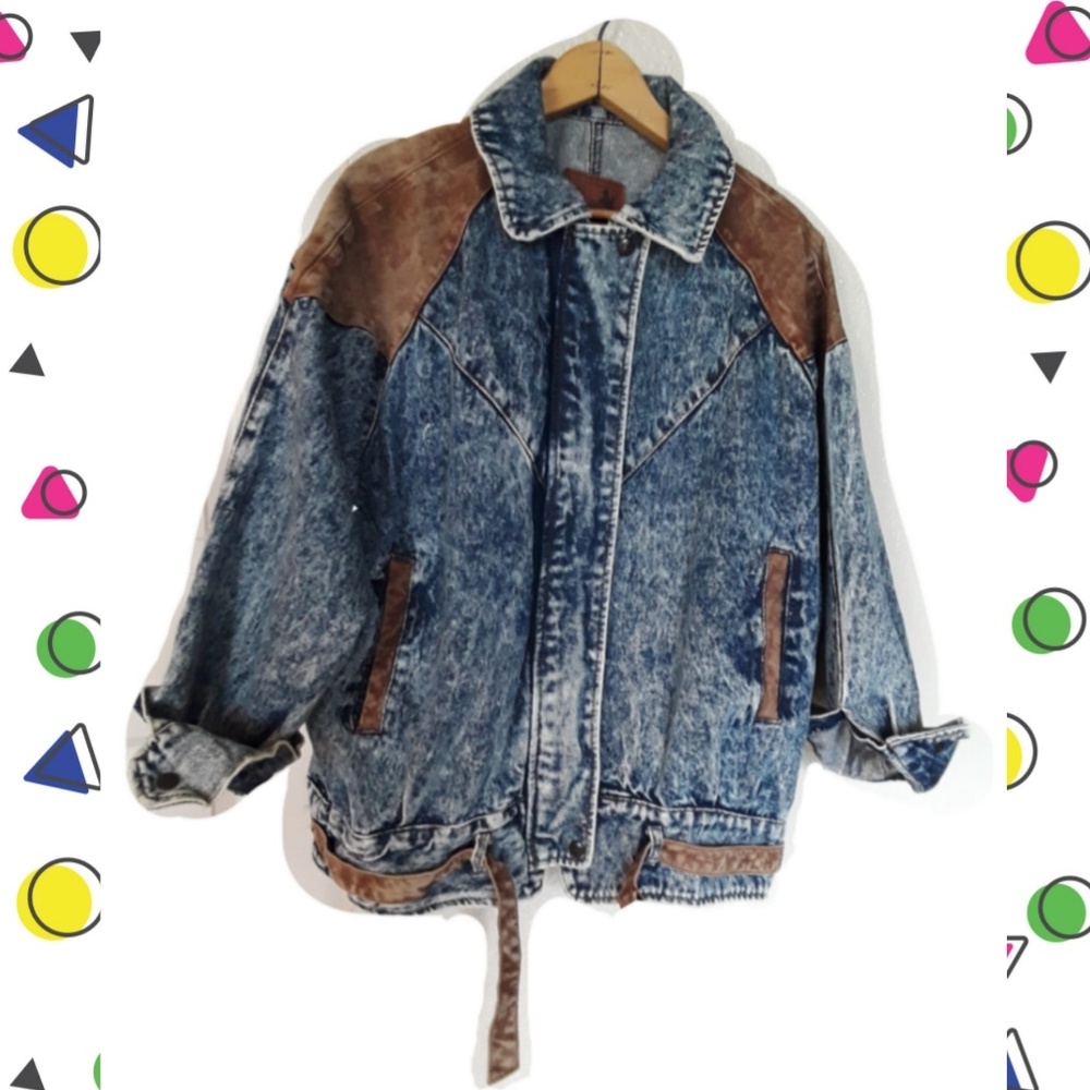 80's /90's Acid Washed Jean/ Leather Jacket